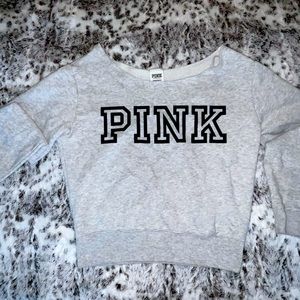 victoria secret pink off the shoulder crop top